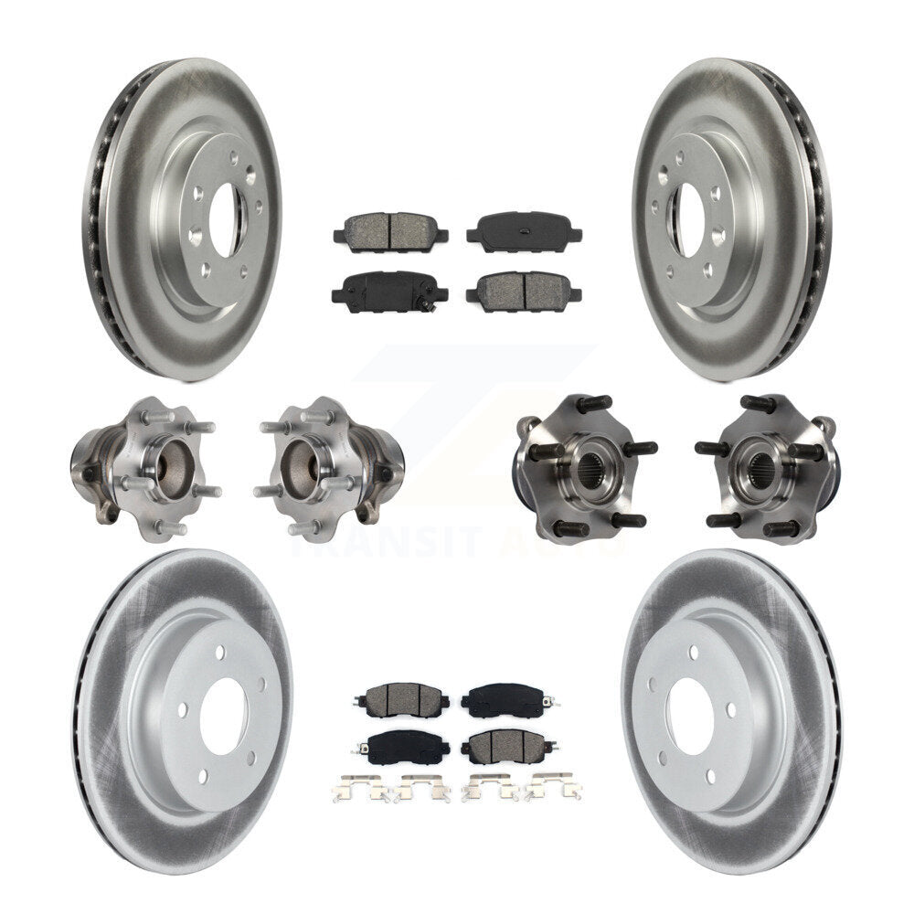 Kit de rotors et plaquettes de frein à disque revêtus de roulement de moyeu avant et arrière (10 pièces) pour Nissan LEA
