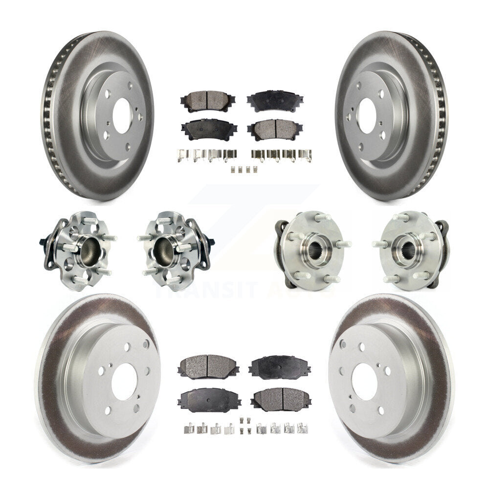 Kit de plaquettes de rotor de frein enduites de roulement de moyeu avant et arrière (10 pièces) pour Toyota Mira 16-20