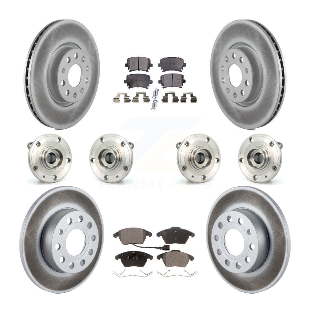 Kit de rotor et de plaquettes de frein revêtus de roulement de moyeu avant et arrière (10 pièces) pour Audi A3 Quattr