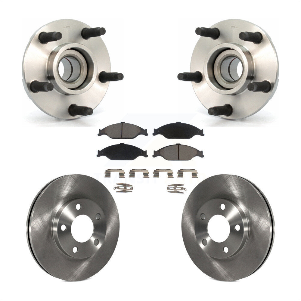 Ensemble de roulement de moyeu avant, Rotor de frein à disque et Kit de plaquettes en céramique pour Ford Mustang