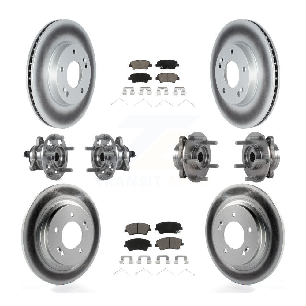 Kit de rotor et de plaquettes de frein revêtus de roulement de moyeu avant et arrière (10 pièces) pour Hyundai Ioniq Ki