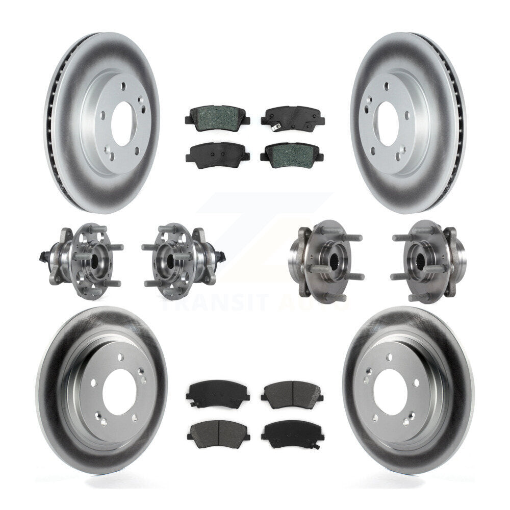Kit de rotor et de plaquettes de frein revêtus de roulement de moyeu avant et arrière (10 pièces) pour Hyundai Ioniq Ki