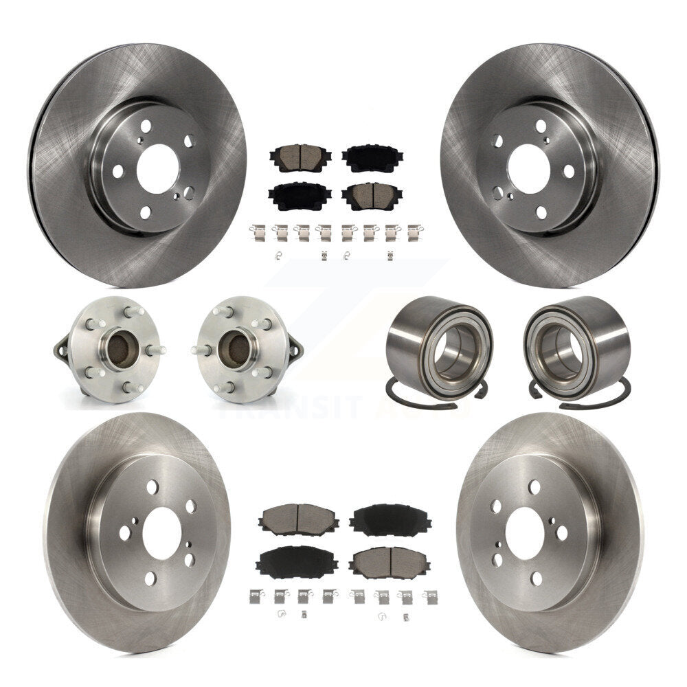 Kit de rotors et plaquettes de frein à disque, roulements de moyeu avant et arrière (10 pièces) pour Toyota Coroll