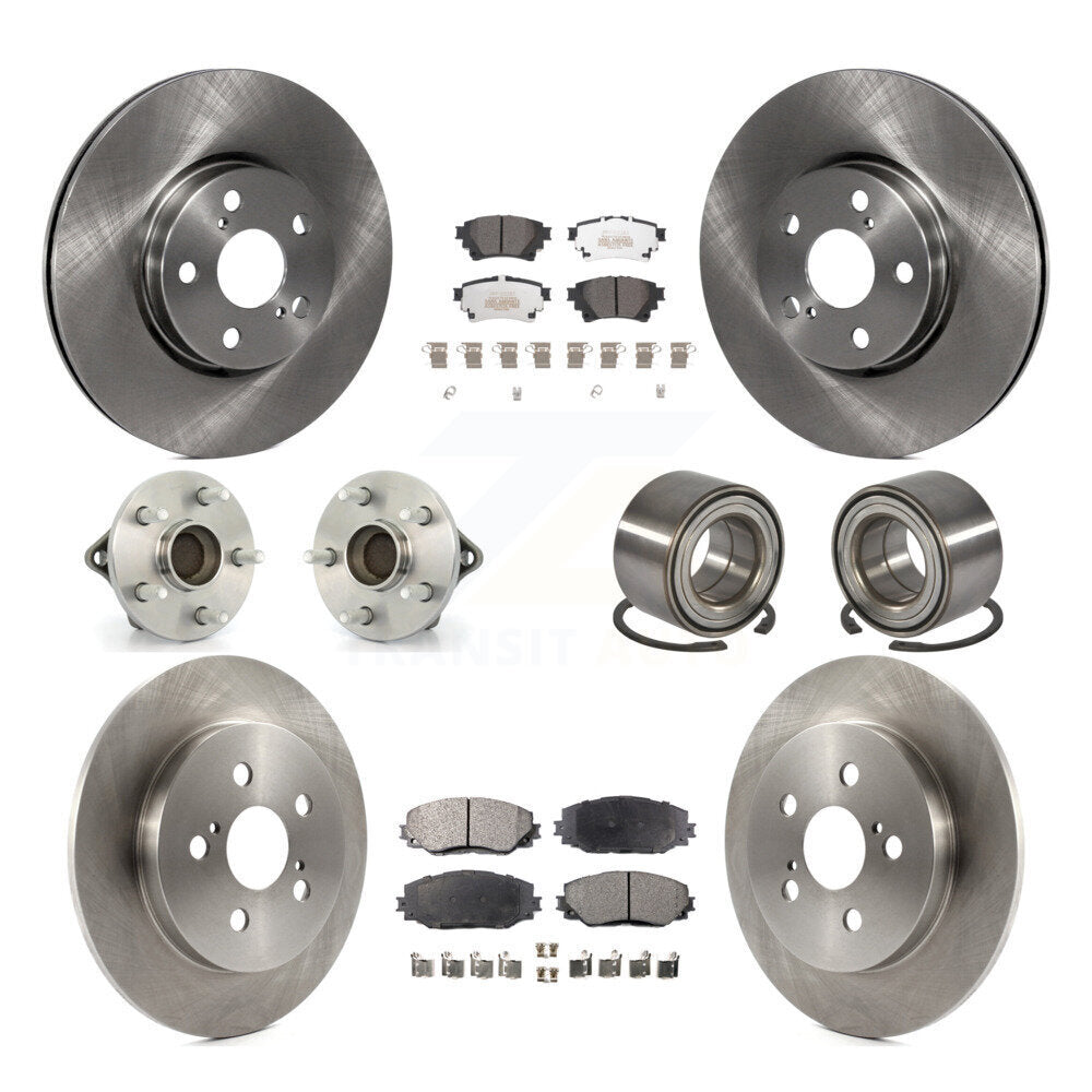 Kit de rotors et plaquettes de frein à disque, roulements de moyeu avant et arrière (10 pièces) pour Toyota Coroll
