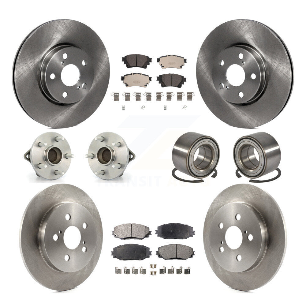 Kit de rotors et plaquettes de frein à disque, roulements de moyeu avant et arrière (10 pièces) pour Toyota Coroll