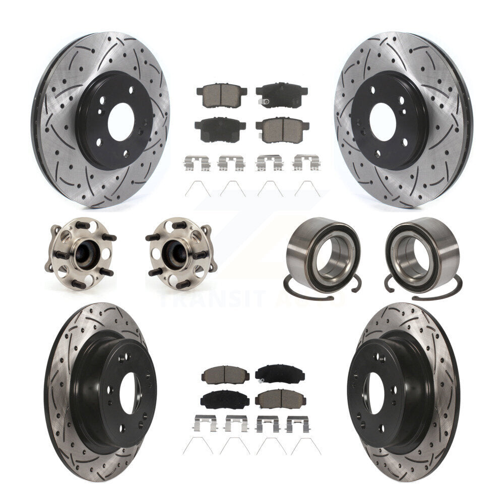 Kit de plaquettes de rotor de frein enduites de roulement de moyeu avant et arrière (10 pièces) pour Honda Accord Acur