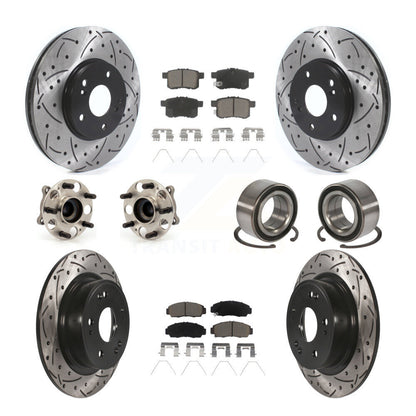 Kit de plaquettes de rotor de frein enduites de roulement de moyeu avant et arrière (10 pièces) pour Honda Accord Acur