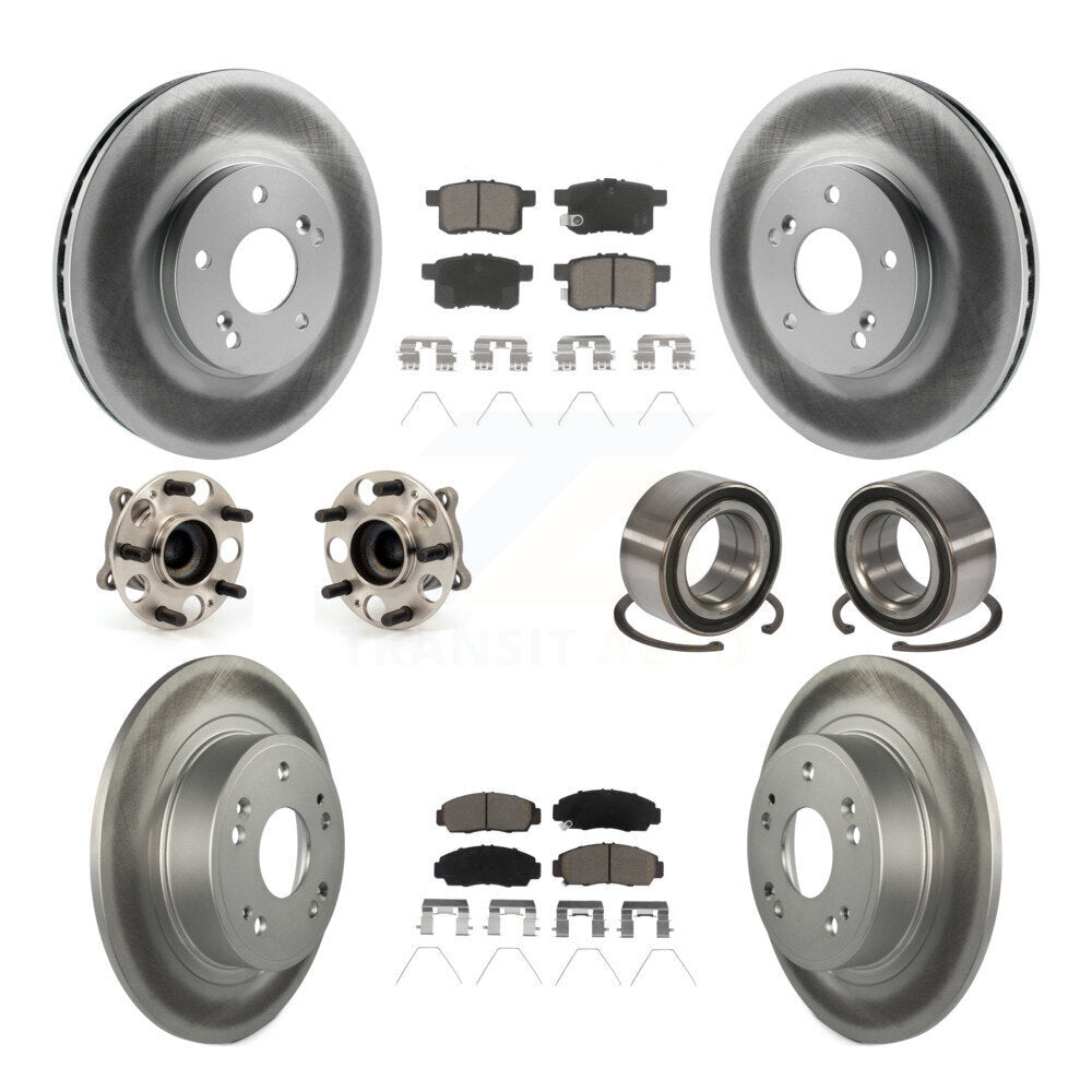 Kit de plaquettes de rotor de frein enduites de roulement de moyeu avant et arrière (10 pièces) pour Honda Accord Acur