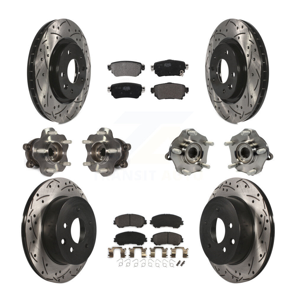 Kit de plaquettes de rotor de frein enduites de roulement de moyeu avant et arrière (10 pièces) pour Nissan Rogue Spor