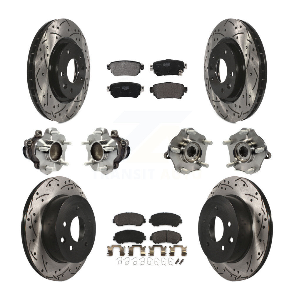 Kit de plaquettes de rotor de frein enduites de roulement de moyeu avant et arrière (10 pièces) pour Nissan Rogue Spor