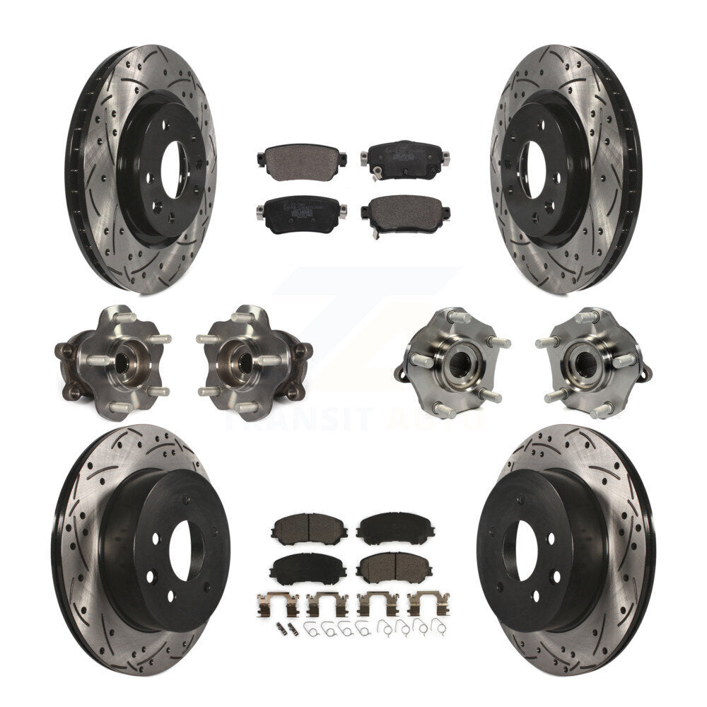 Kit de plaquettes de rotor de frein enduites de roulement de moyeu avant et arrière (10 pièces) pour Nissan Rogue Spor