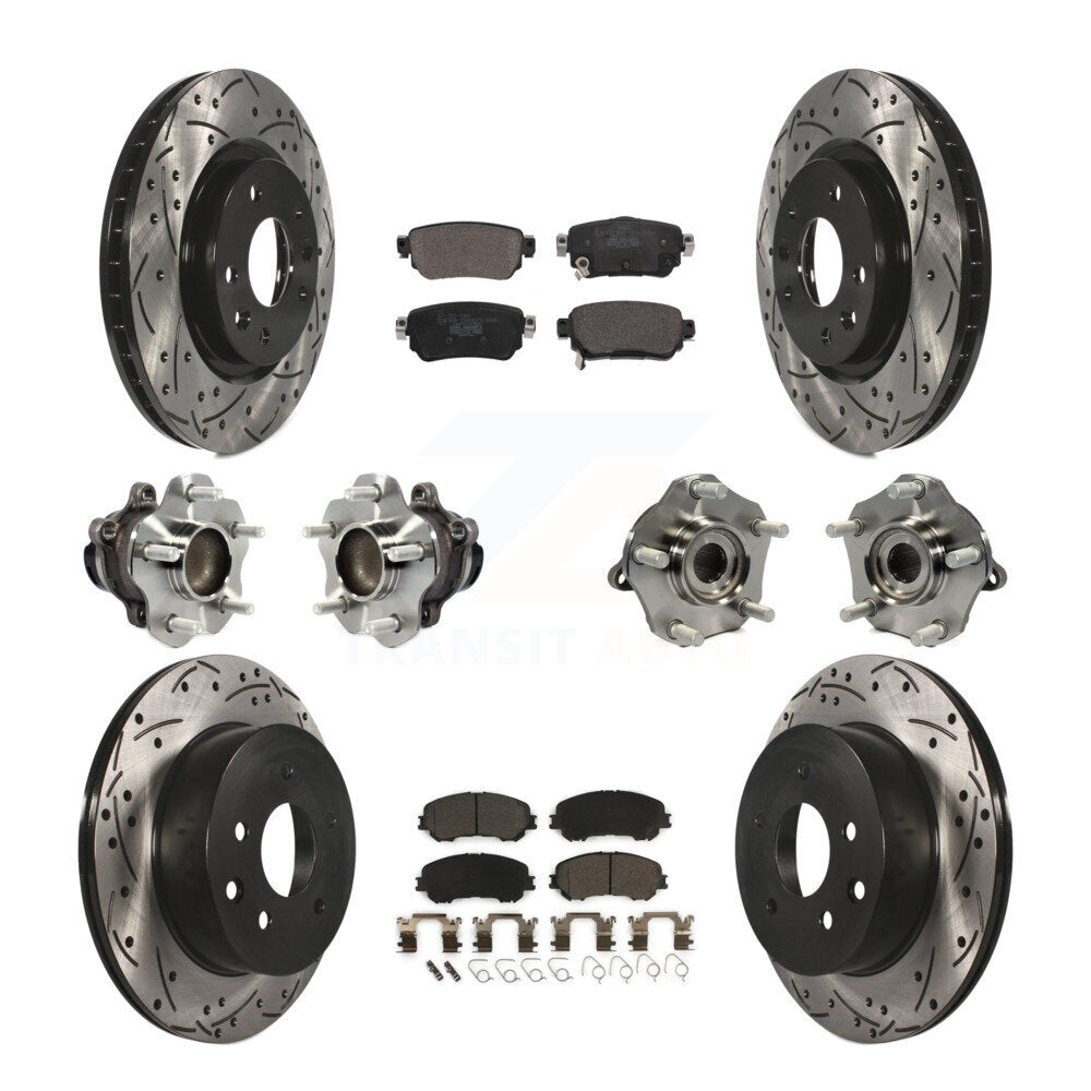 Kit de plaquettes de rotor de frein enduites de roulement de moyeu avant et arrière (10 pièces) pour Nissan Rogue Spor