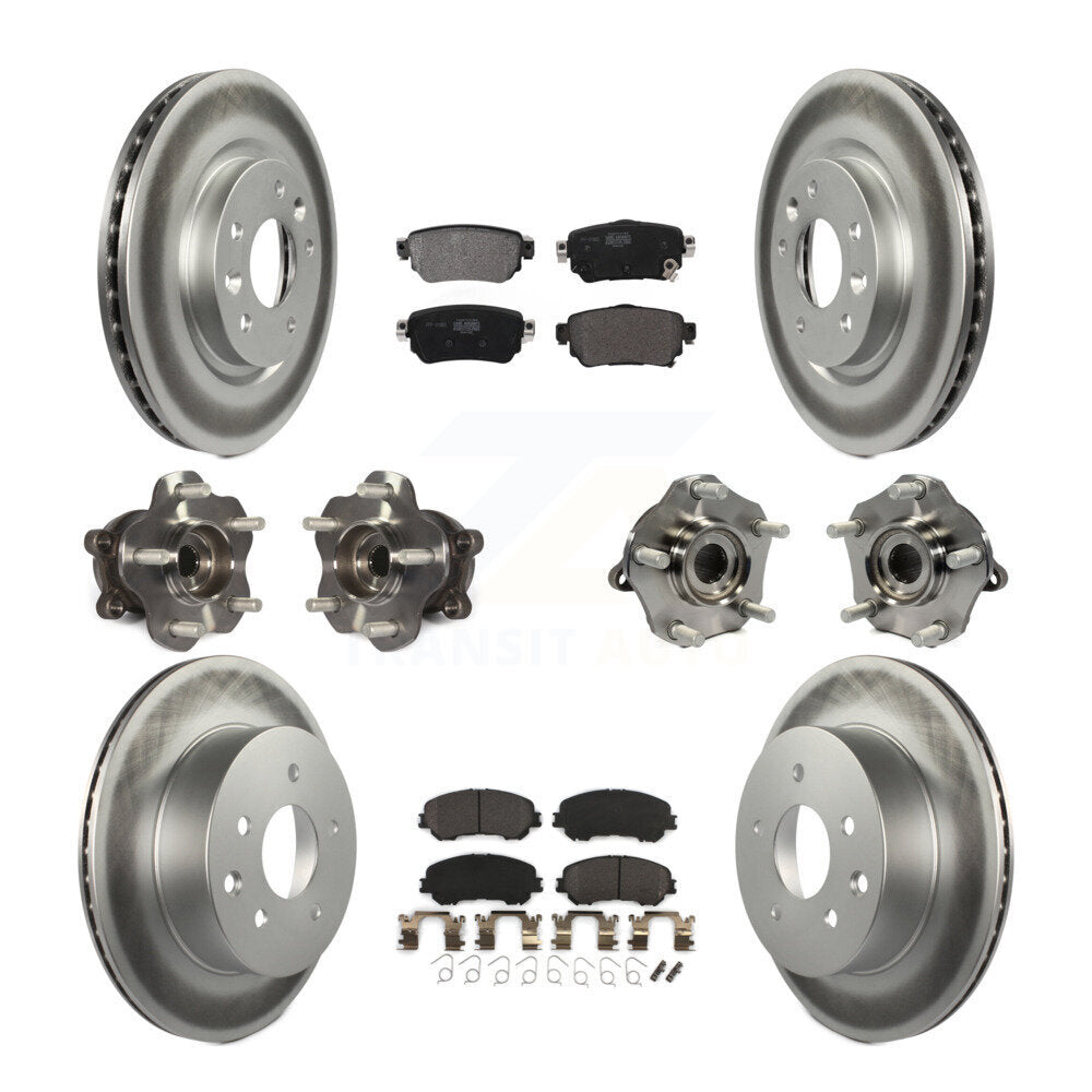 Kit de plaquettes de rotor de frein enduites de roulement de moyeu avant et arrière (10 pièces) pour Nissan Rogue Spor