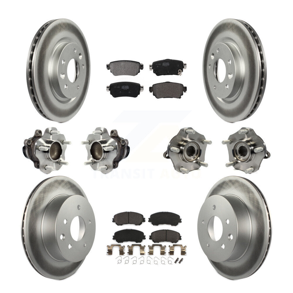 Kit de plaquettes de rotor de frein enduites de roulement de moyeu avant et arrière (10 pièces) pour Nissan Rogue Spor