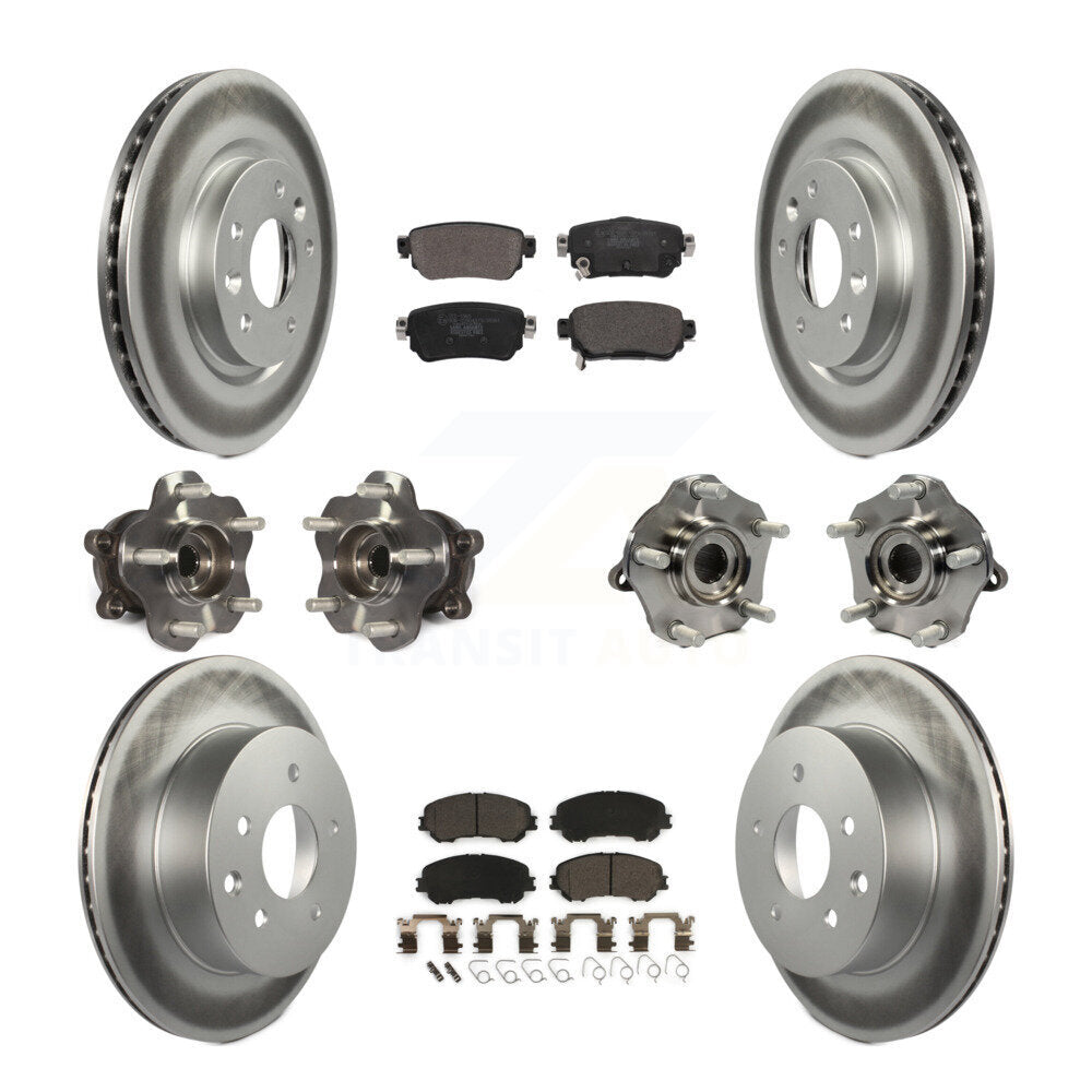 Kit de plaquettes de rotor de frein enduites de roulement de moyeu avant et arrière (10 pièces) pour Nissan Rogue Spor