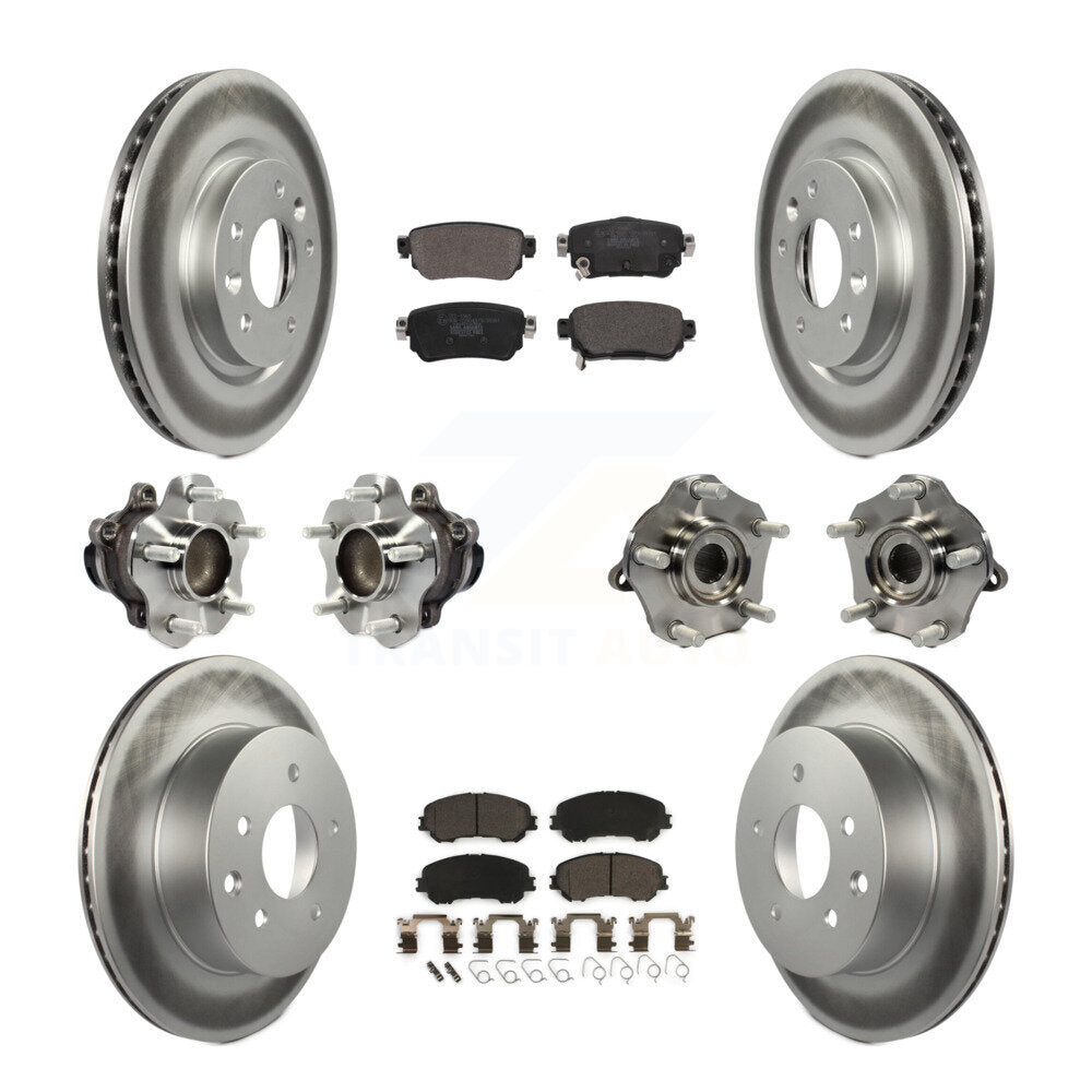 Kit de plaquettes de rotor de frein enduites de roulement de moyeu avant et arrière (10 pièces) pour Nissan Rogue Spor