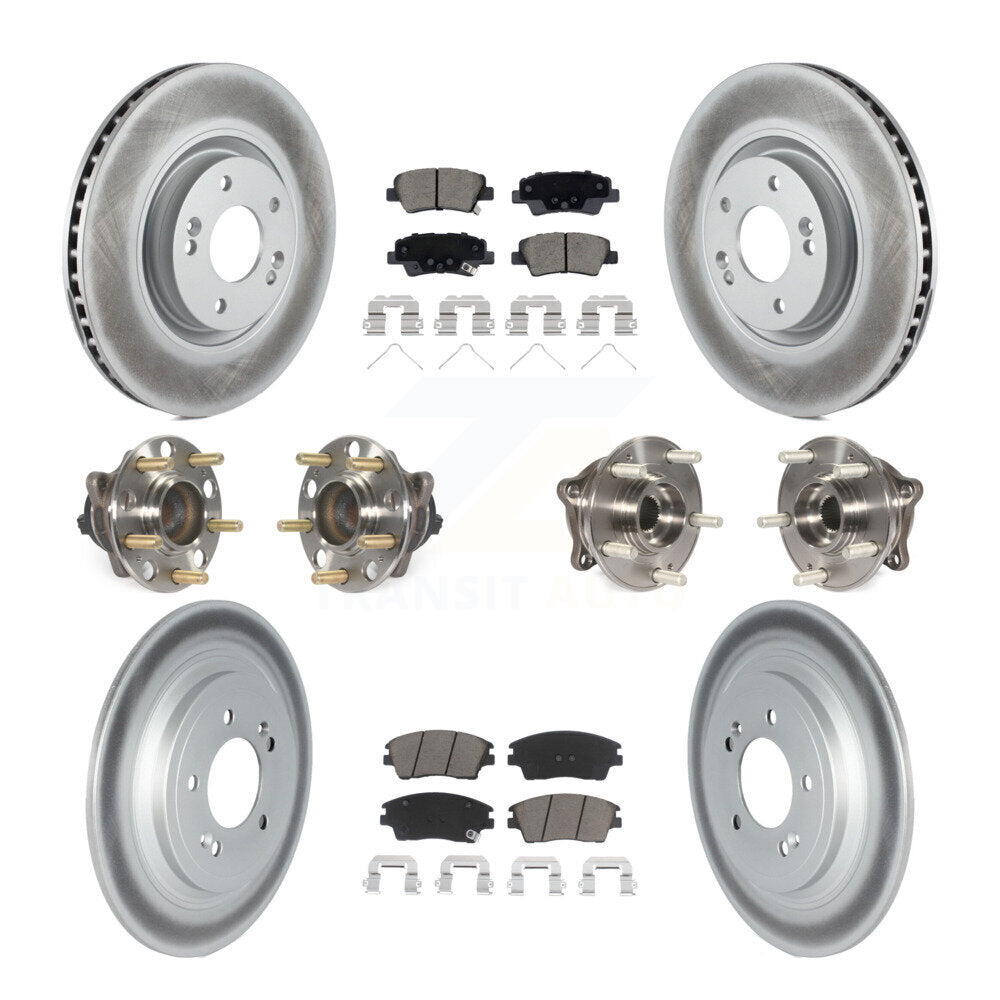 Kit de rotor et de plaquettes de frein à disque revêtus de roulement de moyeu avant et arrière (10 pièces) pour Kia Sportag