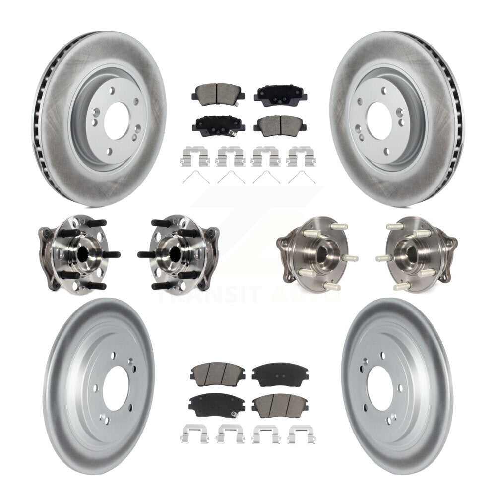 Kit de rotor et de plaquettes de frein à disque revêtus de roulement de moyeu avant et arrière (10 pièces) pour Kia Sportag