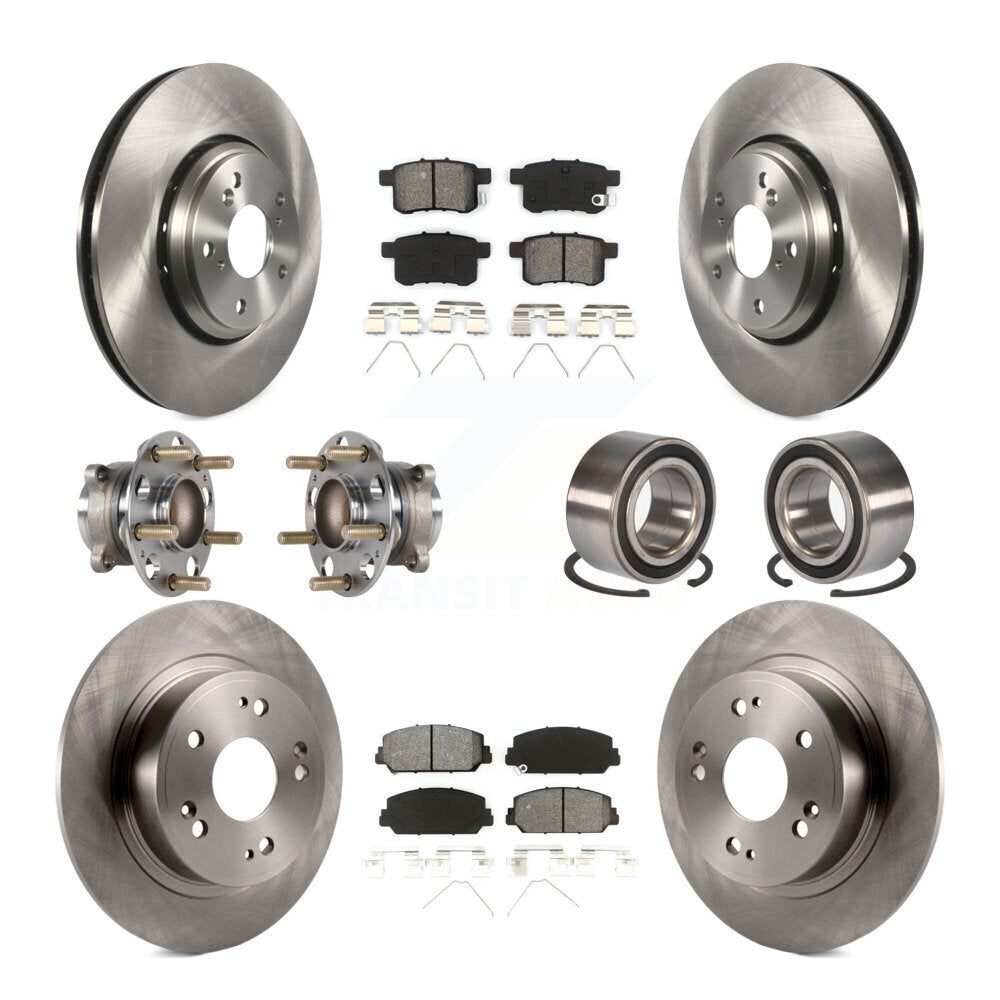 Kit de rotors et plaquettes de frein à disque, roulements de moyeu avant et arrière (10 pièces) pour Honda Accord