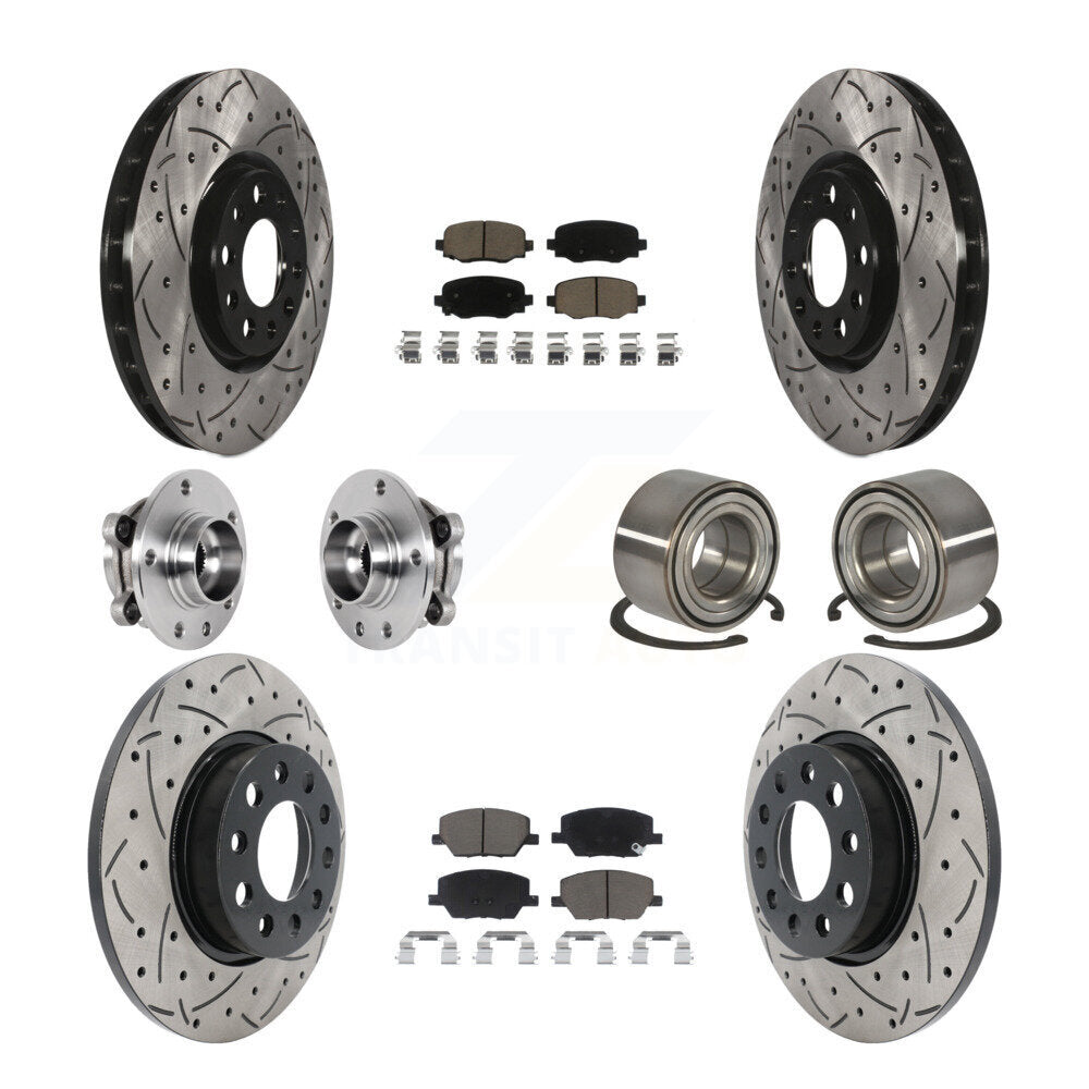 Kit de plaquettes de rotor de frein revêtues de roulement de moyeu avant et arrière (10 pièces) pour Fiat 500X AW 16-18