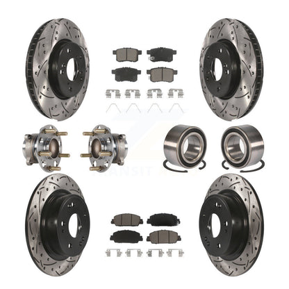 Kit de rotor et de plaquettes de frein à disque revêtus de roulement de moyeu avant et arrière (10 pièces) pour Honda Accor