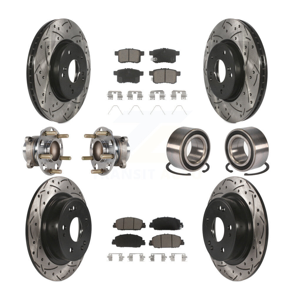 Kit de rotor et de plaquettes de frein à disque revêtus de roulement de moyeu avant et arrière (10 pièces) pour Honda Accor