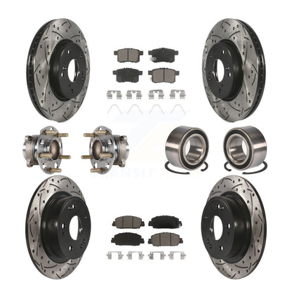 Kit de rotor et de plaquettes de frein à disque revêtus de roulement de moyeu avant et arrière (10 pièces) pour Honda Accor