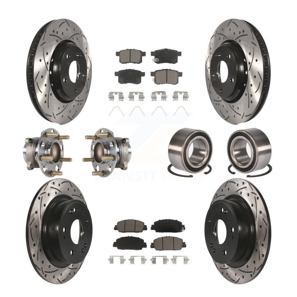 Kit de rotor et de plaquettes de frein à disque revêtus de roulement de moyeu avant et arrière (10 pièces) pour Honda Accor