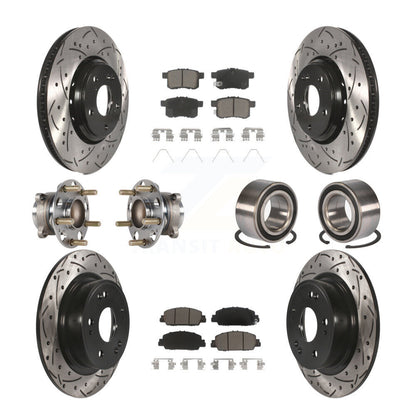 Kit de rotor et de plaquettes de frein à disque revêtus de roulement de moyeu avant et arrière (10 pièces) pour Honda Accor