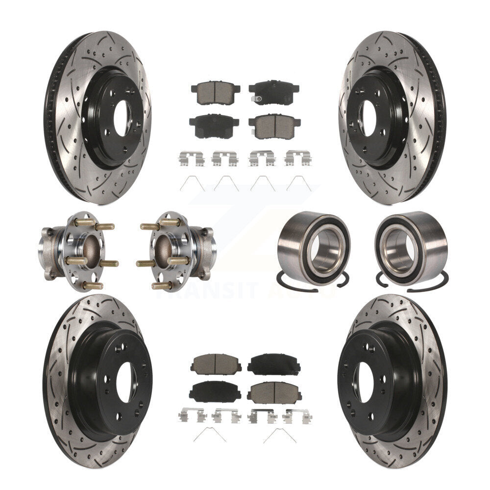 Kit de rotor et de plaquettes de frein à disque revêtus de roulement de moyeu avant et arrière (10 pièces) pour Honda Accor