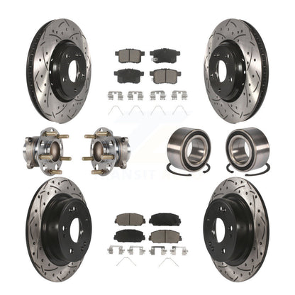 Kit de rotor et de plaquettes de frein à disque revêtus de roulement de moyeu avant et arrière (10 pièces) pour Honda Accor