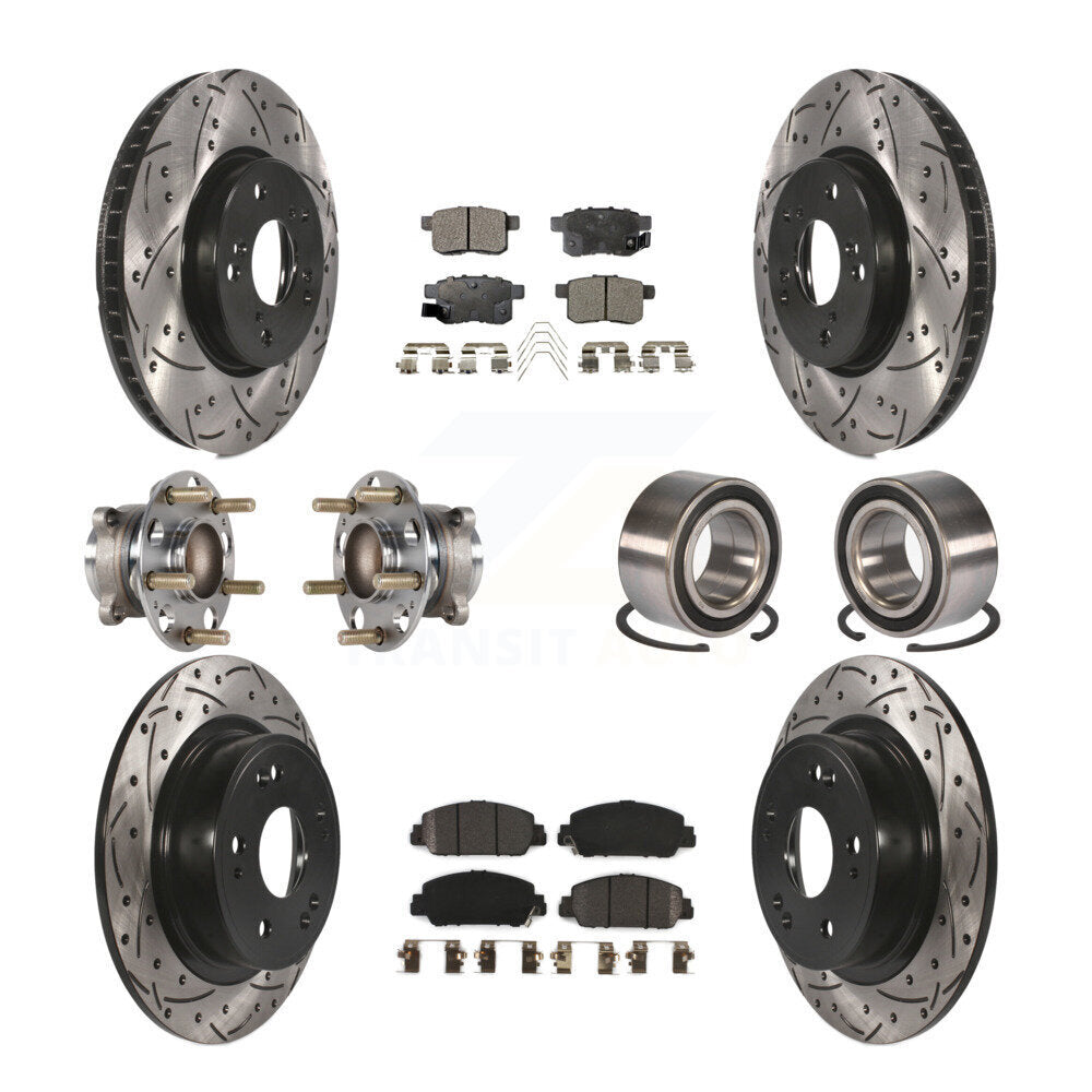 Kit de rotor et de plaquettes de frein à disque revêtus de roulement de moyeu avant et arrière (10 pièces) pour Honda Accor