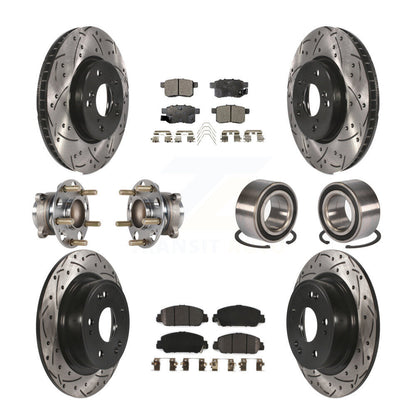 Kit de rotor et de plaquettes de frein à disque revêtus de roulement de moyeu avant et arrière (10 pièces) pour Honda Accor