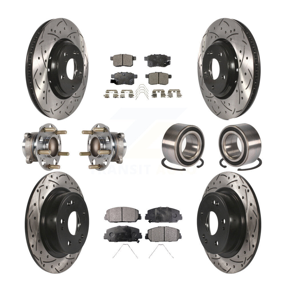 Kit de rotor et de plaquettes de frein à disque revêtus de roulement de moyeu avant et arrière (10 pièces) pour Honda Accor