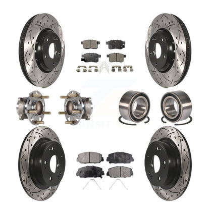 Kit de rotor et de plaquettes de frein à disque revêtus de roulement de moyeu avant et arrière (10 pièces) pour Honda Accor