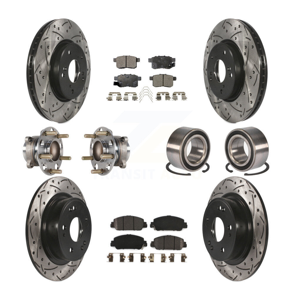 Kit de rotor et de plaquettes de frein à disque revêtus de roulement de moyeu avant et arrière (10 pièces) pour Honda Accor