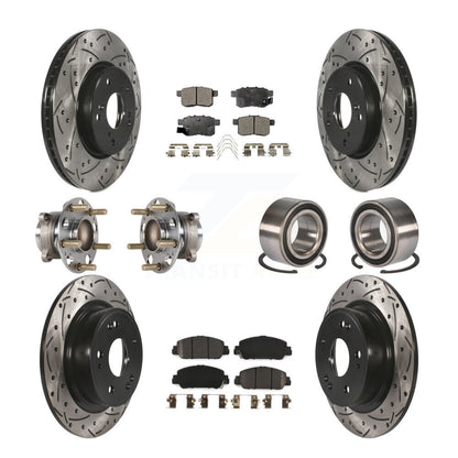 Kit de rotor et de plaquettes de frein à disque revêtus de roulement de moyeu avant et arrière (10 pièces) pour Honda Accor