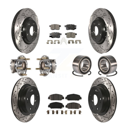 Kit de rotor et de plaquettes de frein à disque revêtus de roulement de moyeu avant et arrière (10 pièces) pour Honda Accor