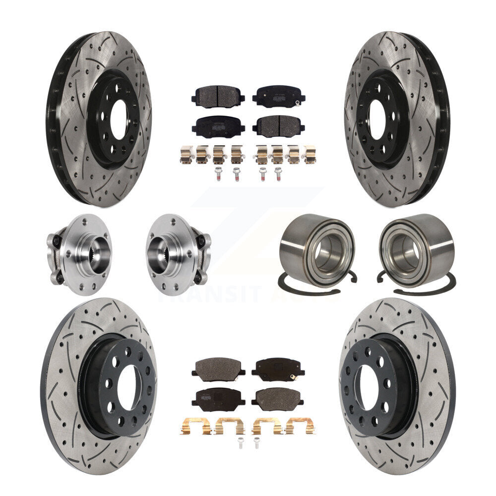Kit de plaquettes de rotor de frein revêtues de roulement de moyeu avant et arrière (10 pièces) pour Fiat 500X AW 16-18