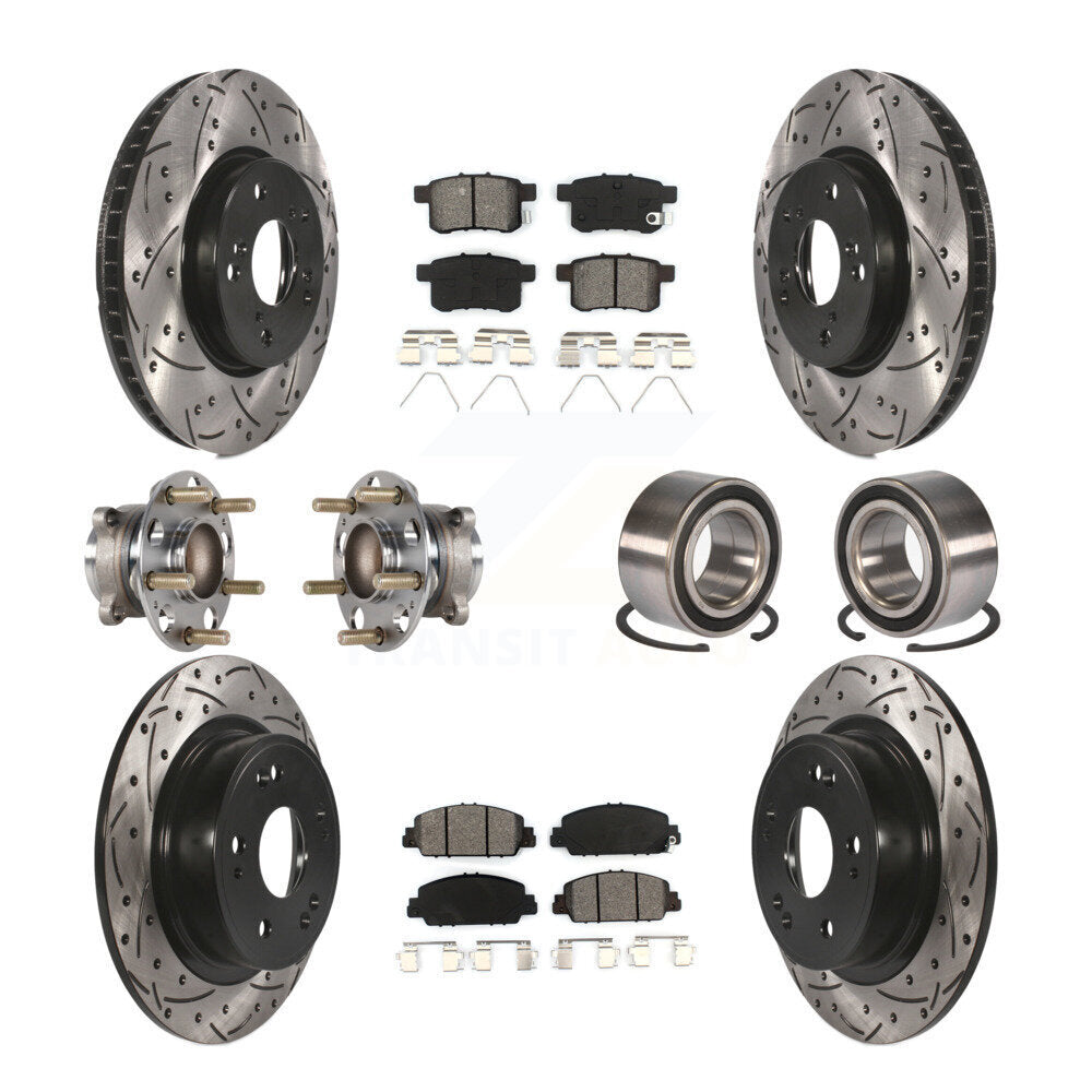 Kit de rotor et de plaquettes de frein à disque revêtus de roulement de moyeu avant et arrière (10 pièces) pour Honda Accor