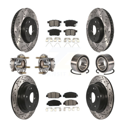 Kit de rotor et de plaquettes de frein à disque revêtus de roulement de moyeu avant et arrière (10 pièces) pour Honda Accor