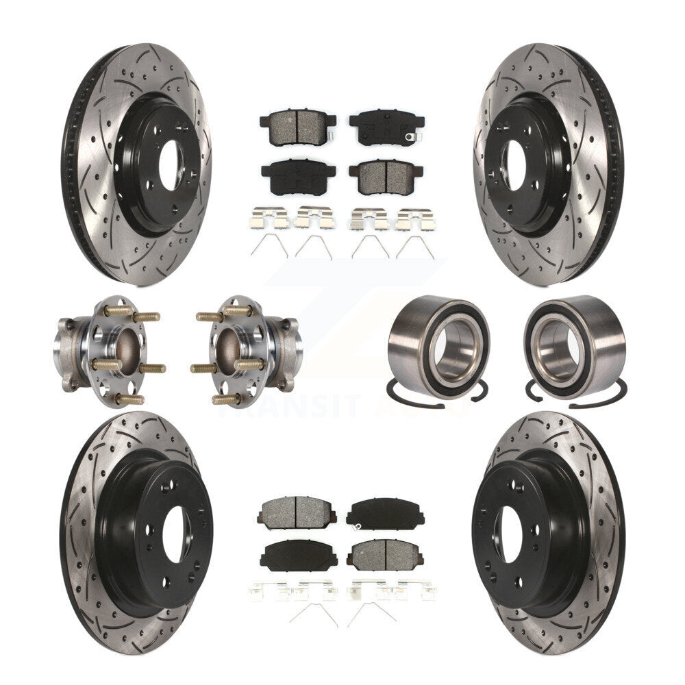 Kit de rotor et de plaquettes de frein à disque revêtus de roulement de moyeu avant et arrière (10 pièces) pour Honda Accor