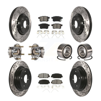 Kit de rotor et de plaquettes de frein à disque revêtus de roulement de moyeu avant et arrière (10 pièces) pour Honda Accor