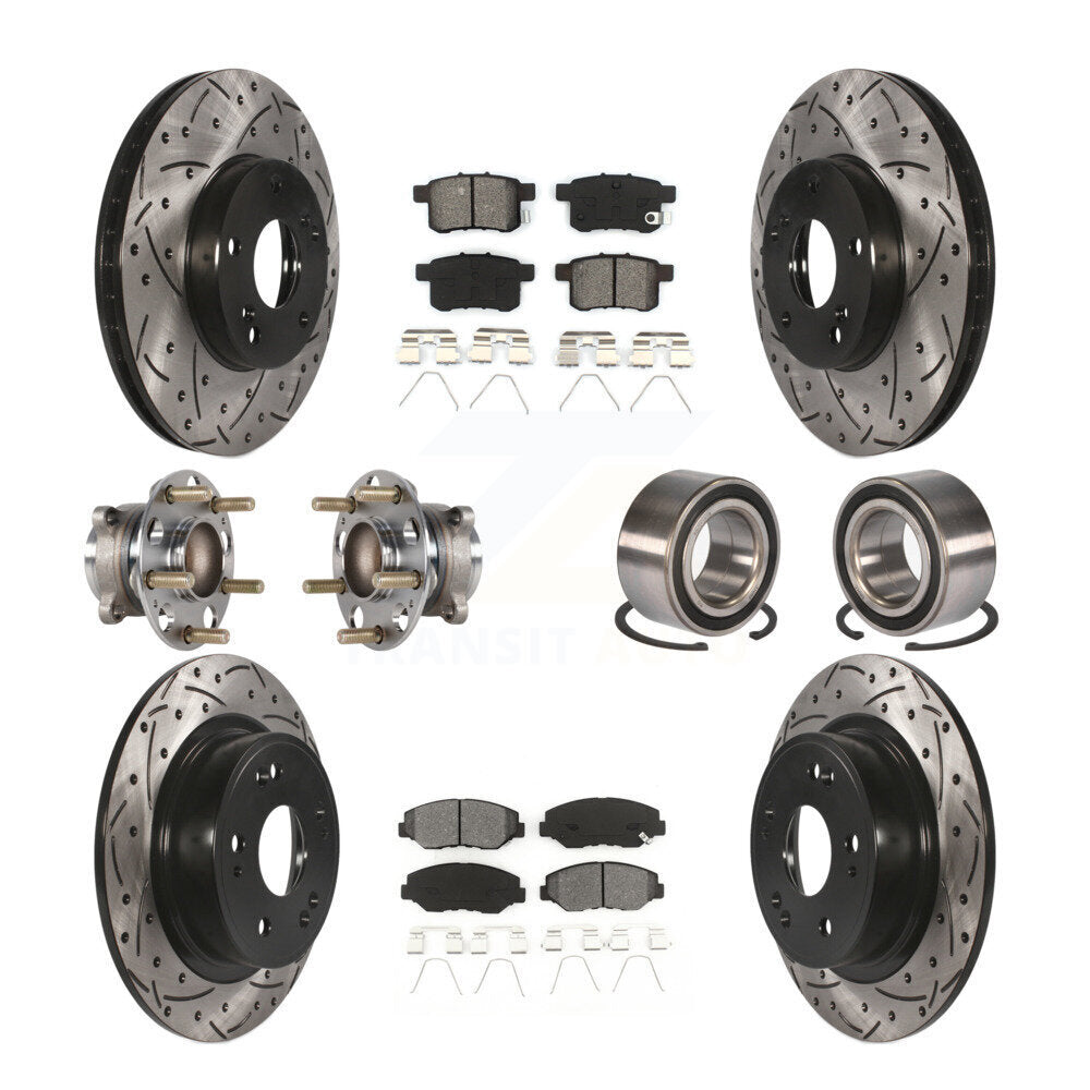 Kit de rotor et de plaquettes de frein à disque revêtus de roulement de moyeu avant et arrière (10 pièces) pour Honda Accor