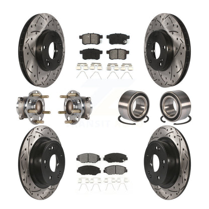 Kit de rotor et de plaquettes de frein à disque revêtus de roulement de moyeu avant et arrière (10 pièces) pour Honda Accor