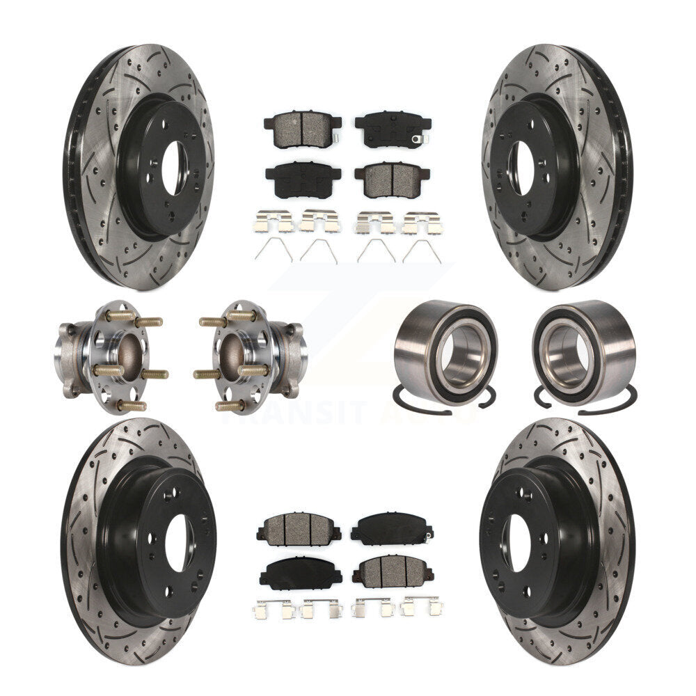 Kit de rotor et de plaquettes de frein à disque revêtus de roulement de moyeu avant et arrière (10 pièces) pour Honda Accor