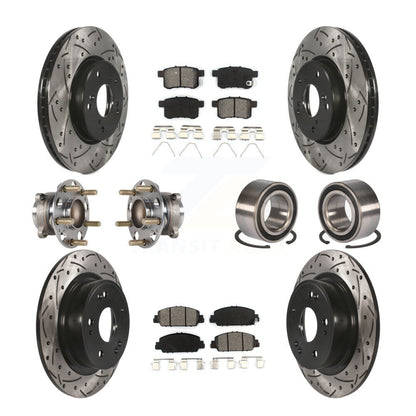 Kit de rotor et de plaquettes de frein à disque revêtus de roulement de moyeu avant et arrière (10 pièces) pour Honda Accor