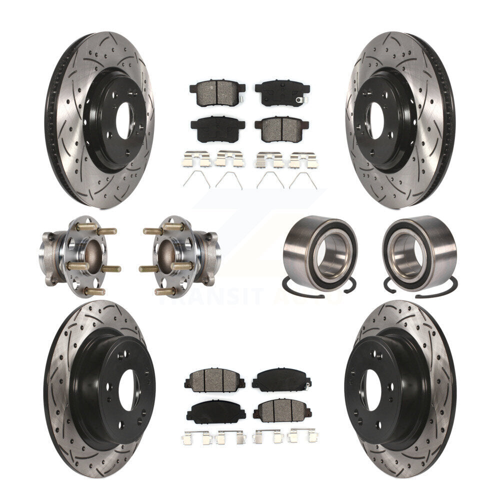 Kit de rotor et de plaquettes de frein à disque revêtus de roulement de moyeu avant et arrière (10 pièces) pour Honda Accor