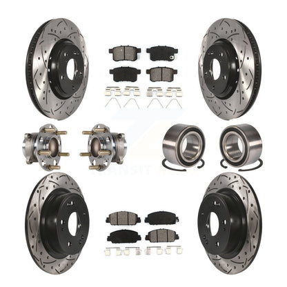 Kit de rotor et de plaquettes de frein à disque revêtus de roulement de moyeu avant et arrière (10 pièces) pour Honda Accor