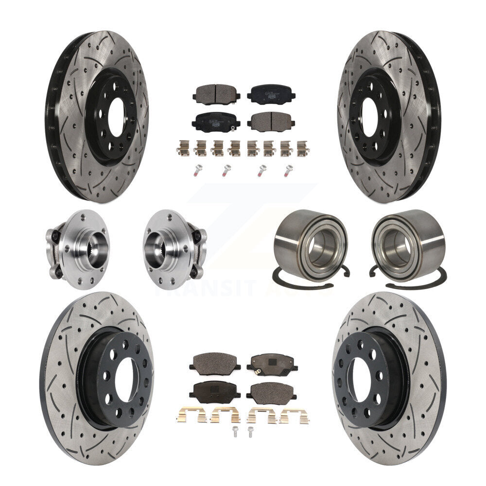 Kit de plaquettes de rotor de frein revêtues de roulement de moyeu avant et arrière (10 pièces) pour Fiat 500X AW 16-18